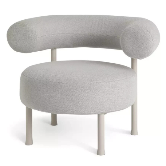 60 Tuva Fabric Curved Chair - Grey | Modern Upholstered Accent Lounge Se