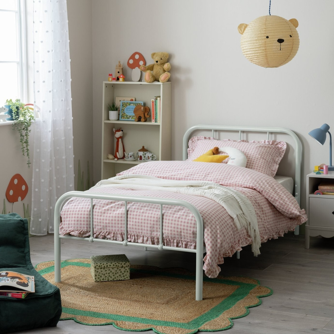 Charlie Single Metal Bed Frame - White with Memory Foam Mattress Charlie Single Metal Bed Frame - White with Memory Foam Mattress