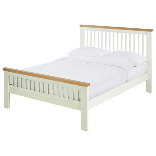 Home Aubrey Kingsize Wooden Bed Frame - Two Tone | Modern Solid Wood King Bed