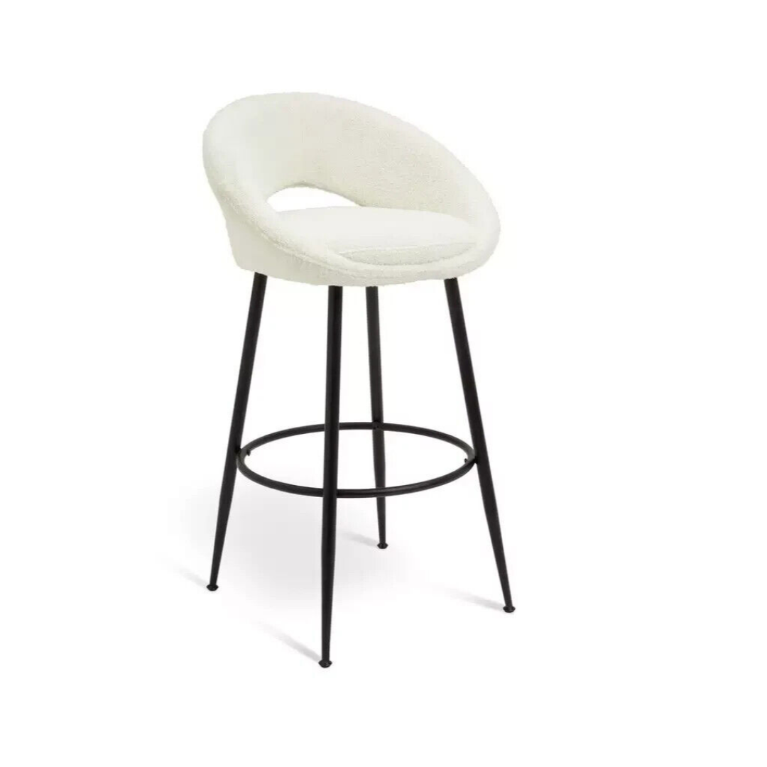 Hermione Boucle Bar Stool - Cream | Modern Kitchen Counter Chair Upholst Hermione Boucle Bar Stool - Cream | Modern Kitchen Counter Chair Upholst