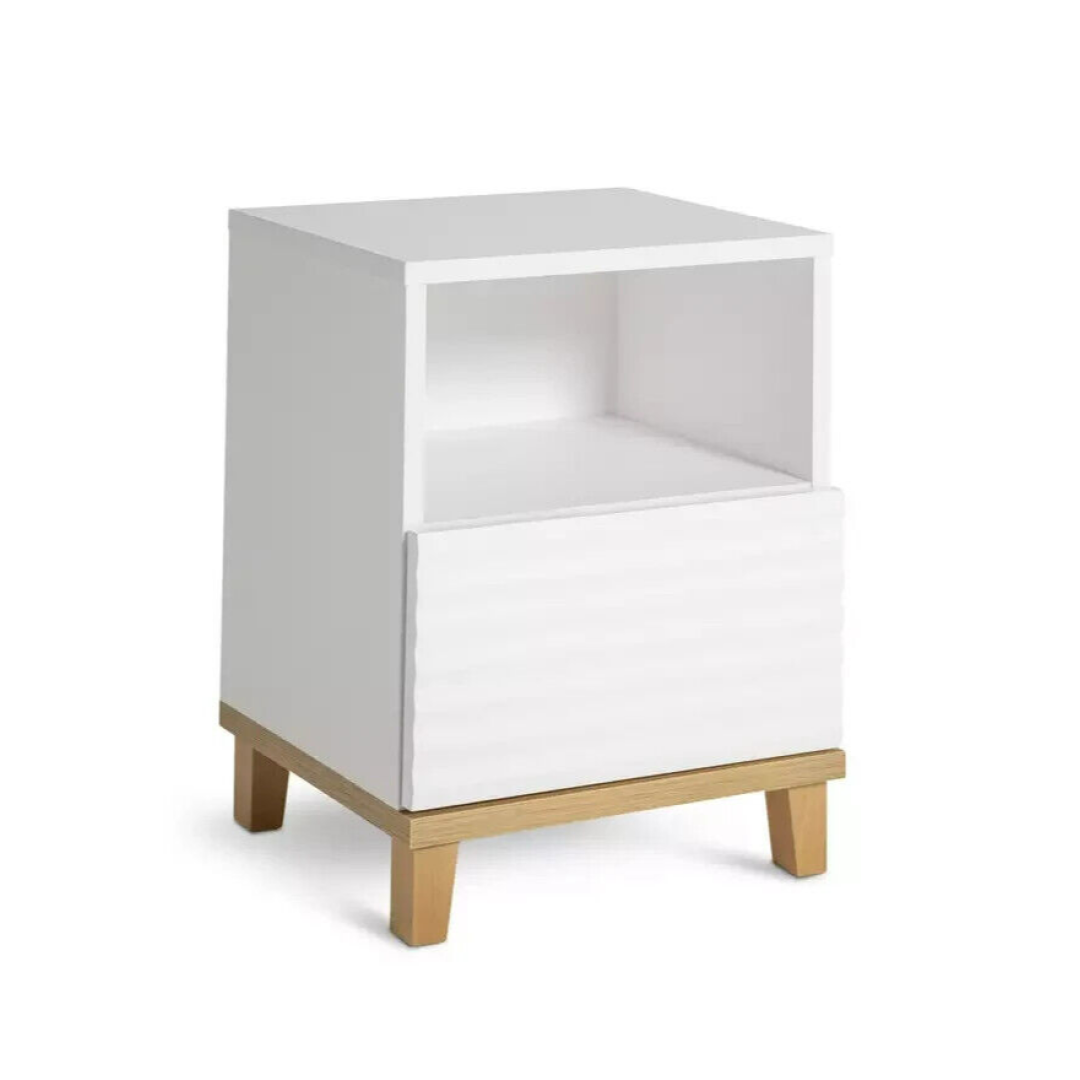 Cleo 1 Drawer Bedside Table - White Cleo 1 Drawer Bedside Table - White