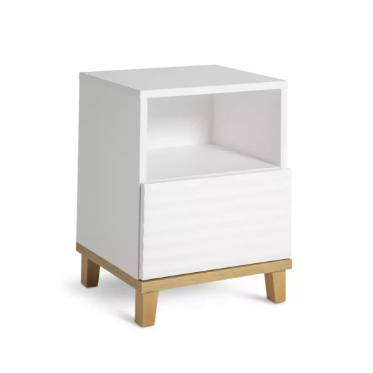  Cleo 1 Drawer Bedside Table - White