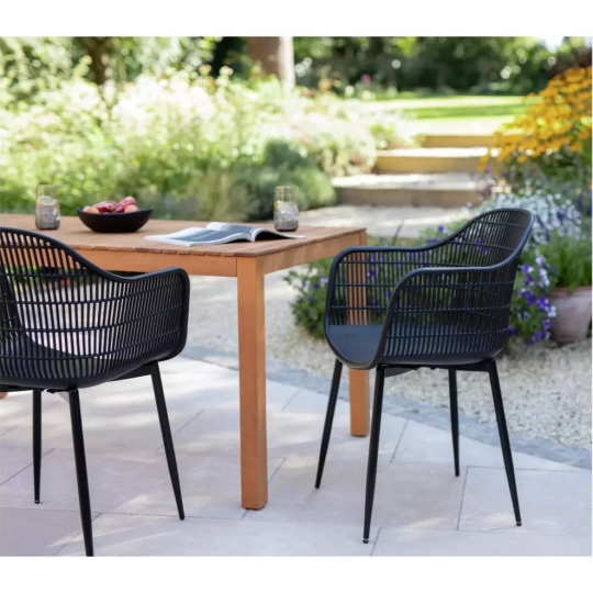 Serpa Set of 2 Plastic Garden Chairs - Black