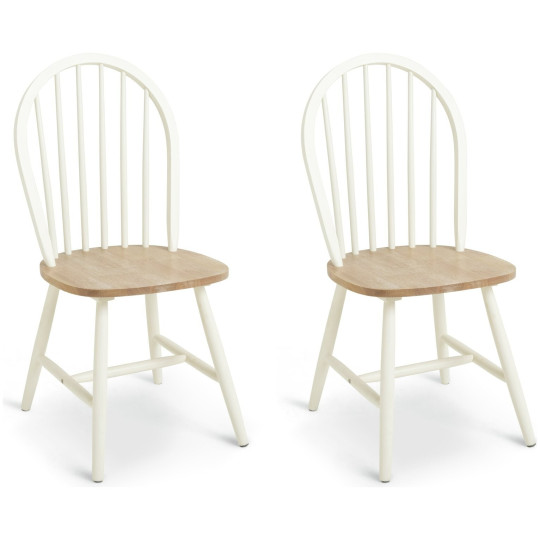 Burford Pair of Solid Wood Dining Chairs - White