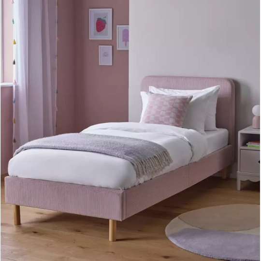 Home Kids Arden Single Upholstered Bed Frame Pink | Children's Bedroom Furniture