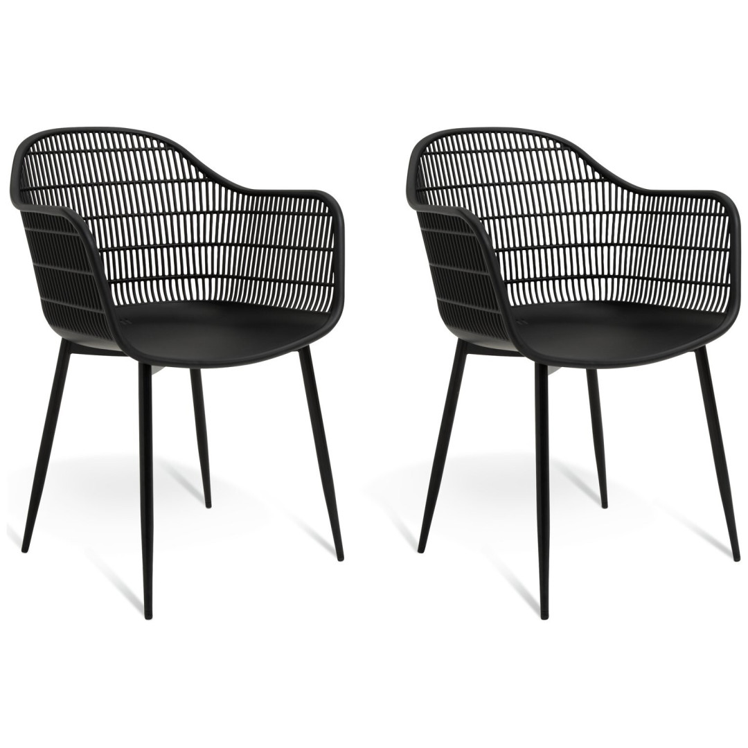 Serpa Set of 2 Plastic Garden Chairs - Black ( B Grade 8579 ) Serpa Set of 2 Plastic Garden Chairs - Black ( B Grade 8579 )