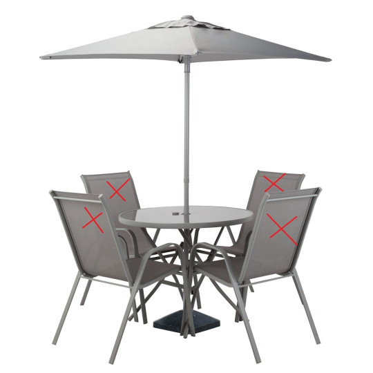 Sicily Garden Table and Parasol Set (No Chairs) - Grey | Outdoor Patio Furniture