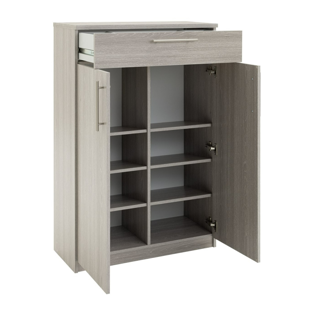 Brisbane 2 Door Shoe Storage Cabinet - Grey & Oak | Hallway Cupboard Organiser Brisbane 2 Door Shoe Storage Cabinet - Grey & Oak | Hallway Cupboard Organiser