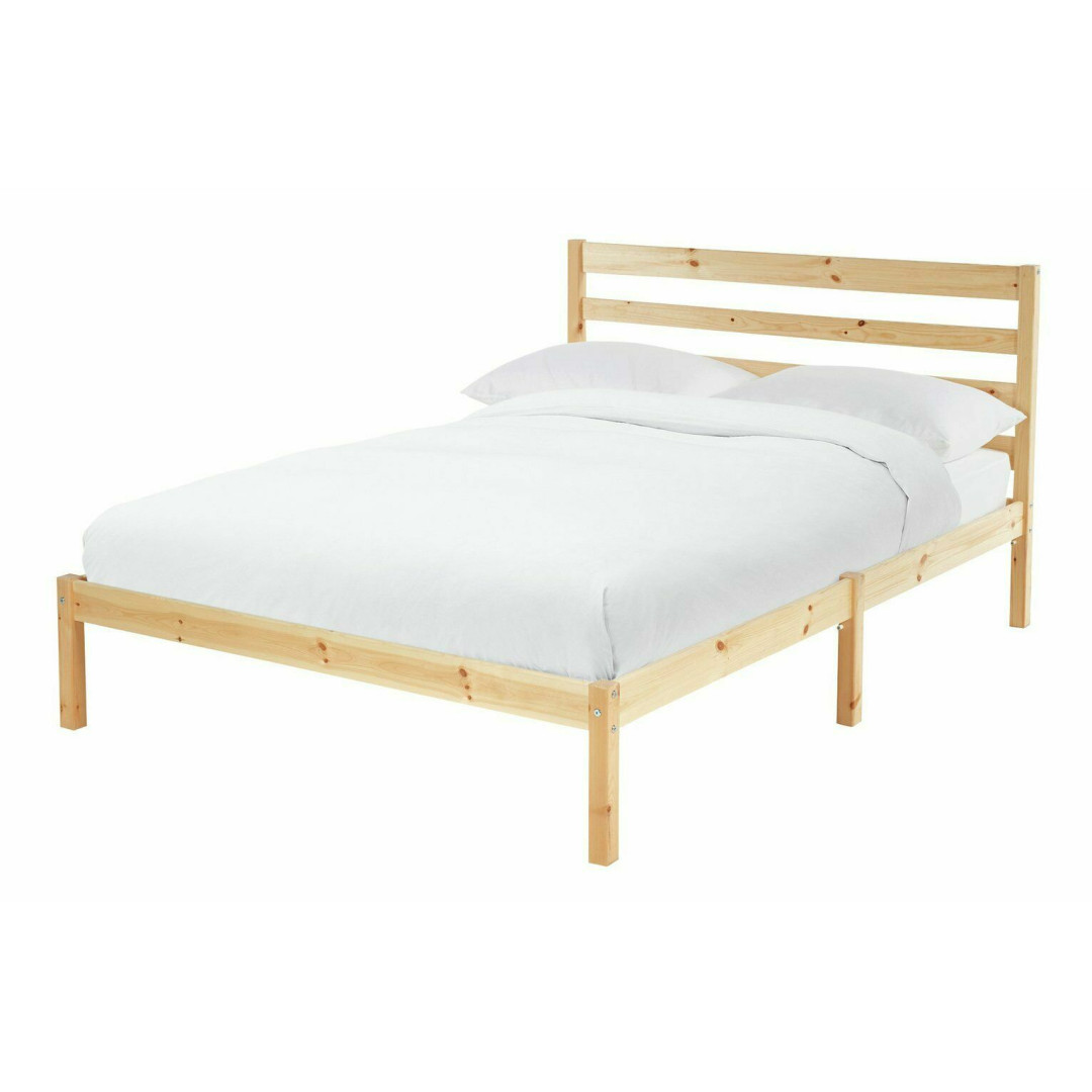 Home Kaycie Double Wooden Bed Frame - Pine | Sturdy Solid Wood Bed for Bedroom Home Kaycie Double Wooden Bed Frame - Pine | Sturdy Solid Wood Bed for Bedroom
