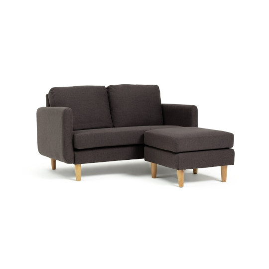 Remi Fabric 2 Seater Chaise Sofa in a Box - Charcoal | Compact Lounge