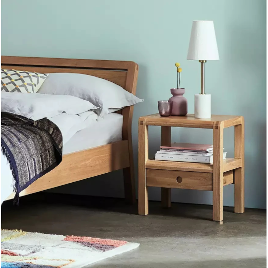 Radius 1 Drawer Bedside Table Oak | Bedroom Nightstand Furniture