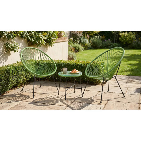 Home Serenity 2 Seater Metal Garden Bistro Set Green | Outdoor Patio Furniture