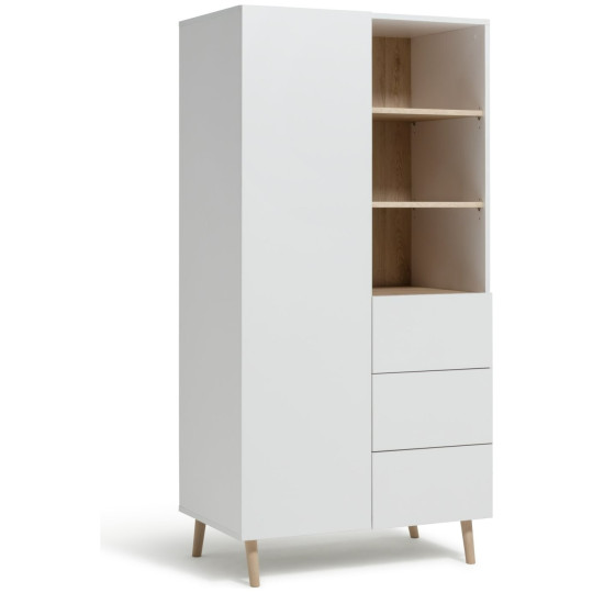 Skandi 1 Door 3 Drw Open Wardrobe -White Two Tone