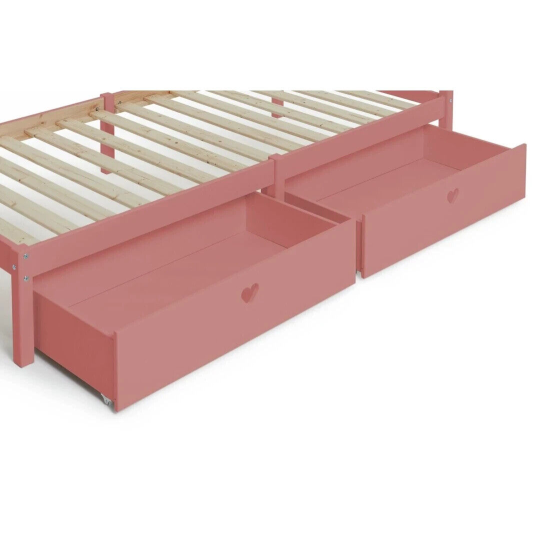 Mia Solid Wood 2 Drawers - Pink | Kids Bedside Table Bedroom Storage Cabinet