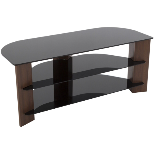 AVF Corner TV Stand With Storage Walnut Up to 55Inch TV Unit Glass Black 110cm