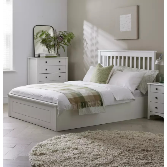 Home Aspley Small Double Wooden Ottoman - White | Space Saving Sleep Solution