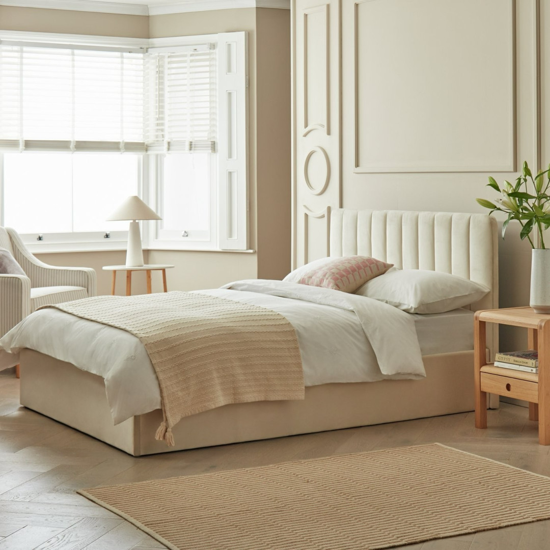 Home Pandora Small Double End Lift Ottoman Bed - Cream | lift-up storage bed Home Pandora Small Double End Lift Ottoman Bed - Cream | lift-up storage bed