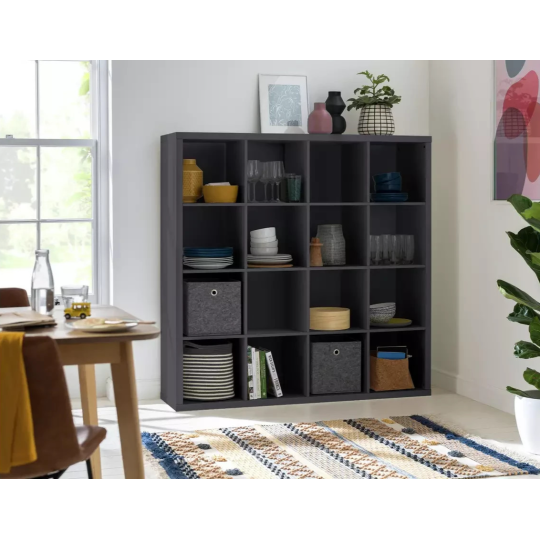 Squares Plus 16 Cube Storage Unit - Black | Contemporary Home Display