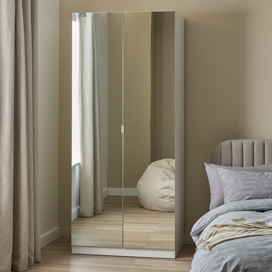 Munich 2 Door Mirror Wardrobe - White | 2 door mirror wardrobe Munich 2 Door Mirror Wardrobe - White | 2 door mirror wardrobe
