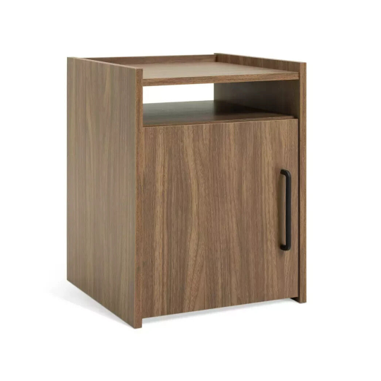 Oldham 1 Door Bedside Table - Walnut | Walnut Bedside Cabinet Storage