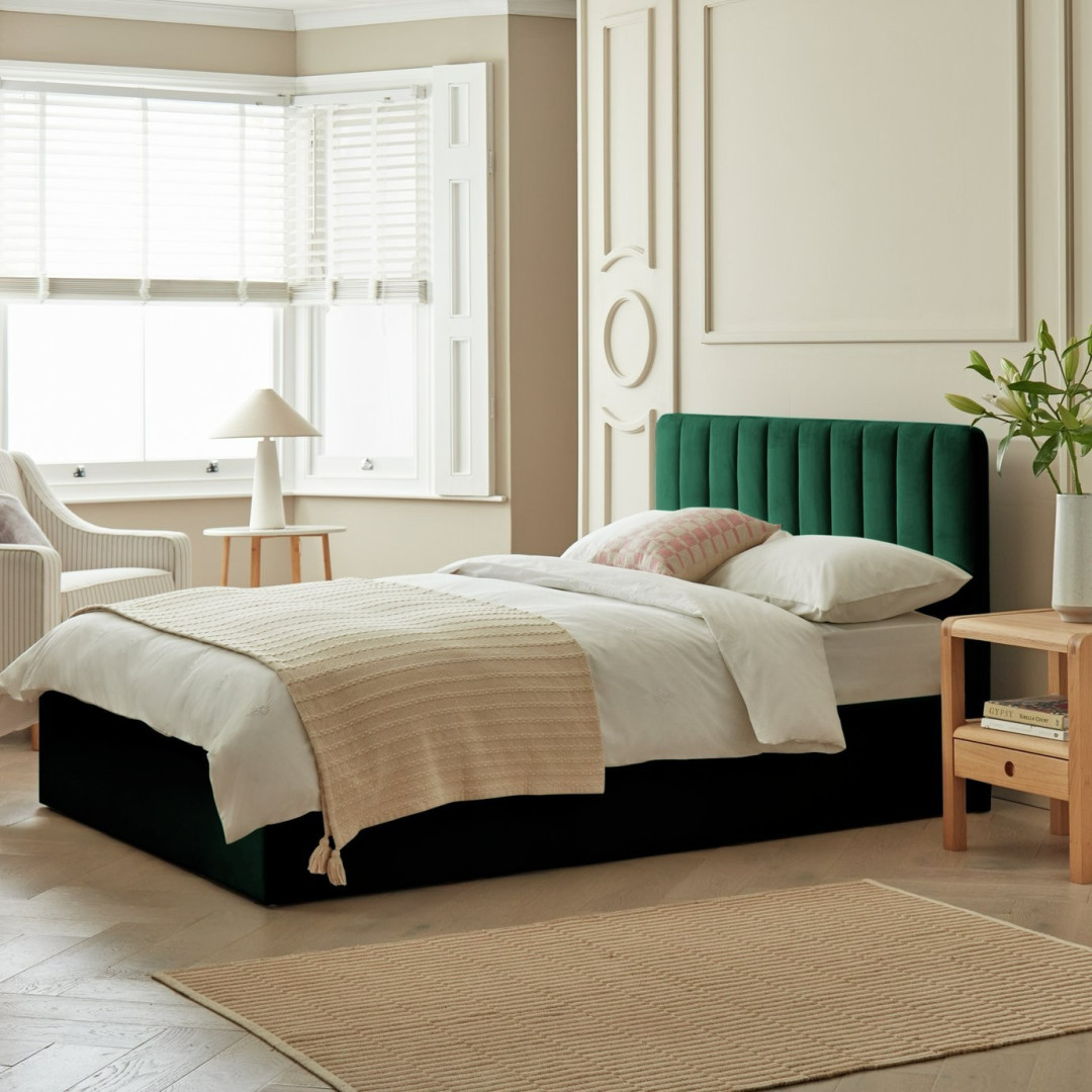 Home Pandora Kingsize End Lift Ottoman Bed - Green | lift-up storage bed Home Pandora Kingsize End Lift Ottoman Bed - Green | lift-up storage bed