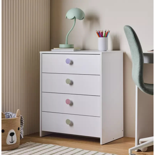 Home Juno 4 Drawer Chest White | Bedroom Storage Furniture Unit