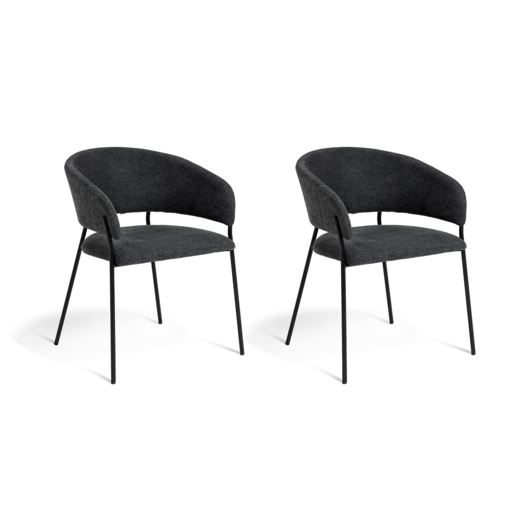 Sawyer Pair of Fabric Dining Chairs - Charcoal Sawyer Pair of Fabric Dining Chairs - Charcoal