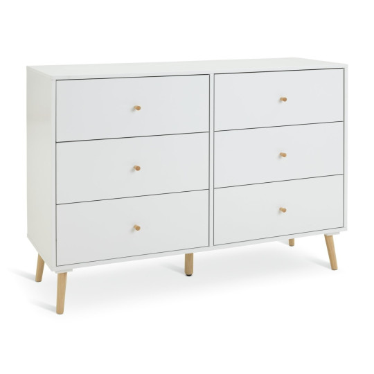 Otto 6 Drawer Chest - White | Modern Storage Cabinet Dresser Organizer