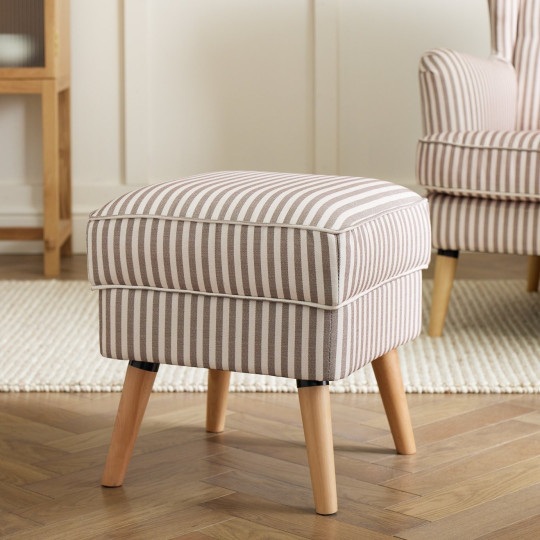 Callie Fabric Footstool Natural Stripe Modern Design Multi Functional