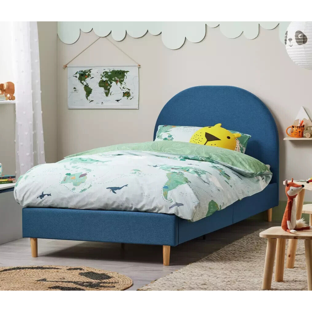 Olivia Single Bed Frame - Blue | Sturdy Kids Bed with Mattress Nursery Olivia Single Bed Frame - Blue | Sturdy Kids Bed with Mattress Nursery