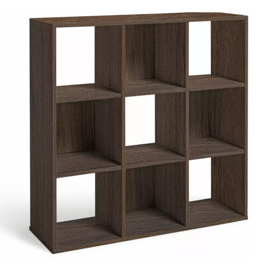 Home Home 9 Cube Storage Unit Walnut | Modular Shelving Organiser Furniture