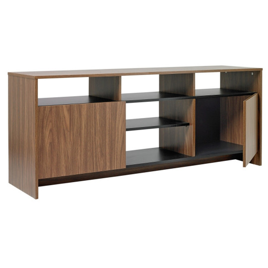 Turin 2 Door TV Unit - Black & Walnut Effect | Modern Stylish TV Stand