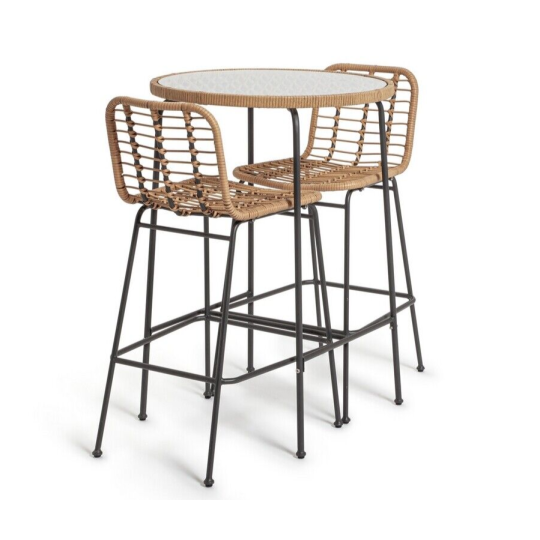 2 Seater Bamboo Garden Bar Bistro Set | Outdoor Patio Table Chairs
