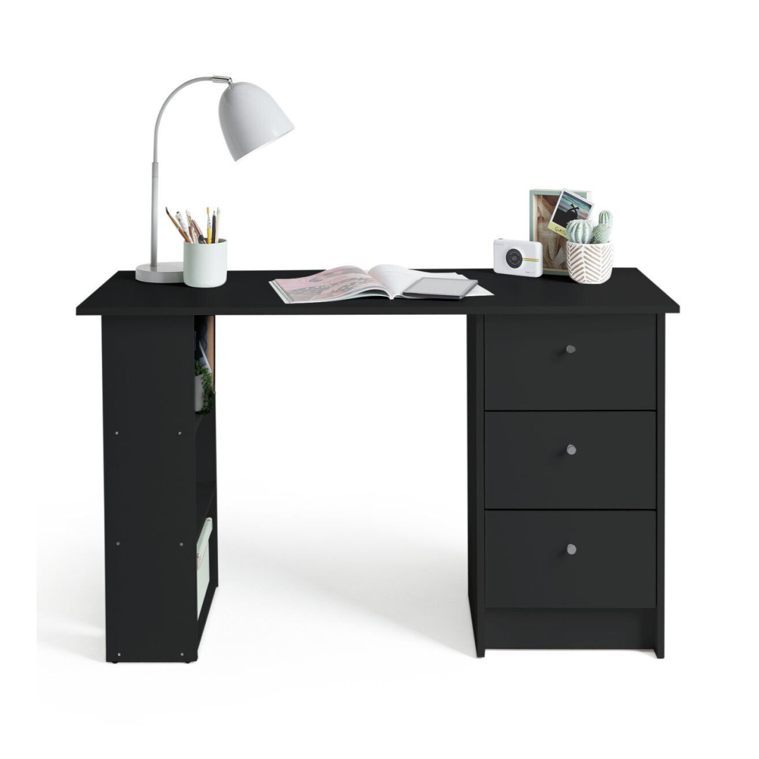 Home Malibu 3 Drawer Office Desk - Black | Study Desk with Storage Home Office Home Malibu 3 Drawer Office Desk - Black | Study Desk with Storage Home Office
