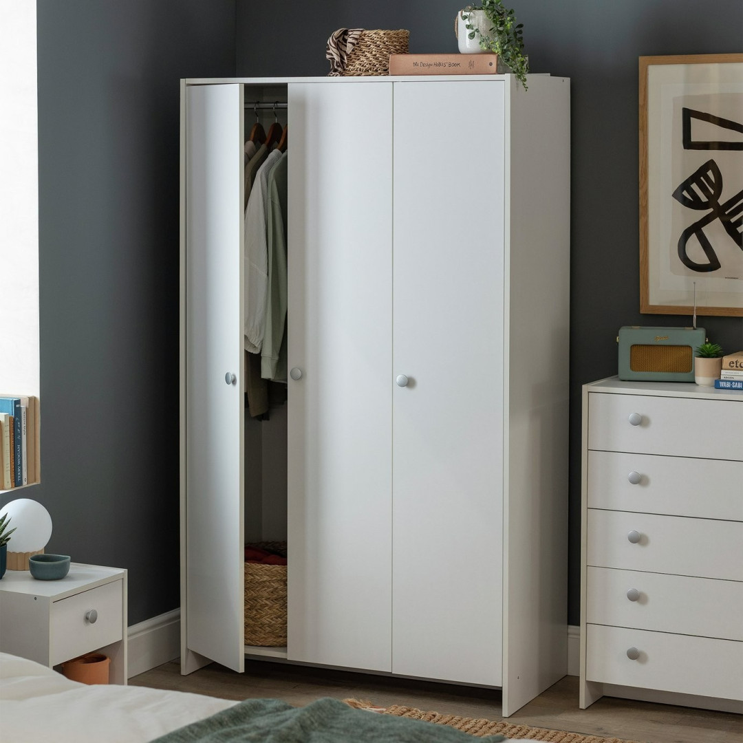 Home Seville 3 Door Wardrobe - White | White bedroom wardrobe Home Seville 3 Door Wardrobe - White | White bedroom wardrobe