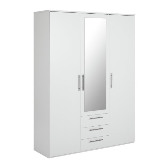 Home Brisbane 3 Door 3 Drawer Wardrobe - White (B Grade)