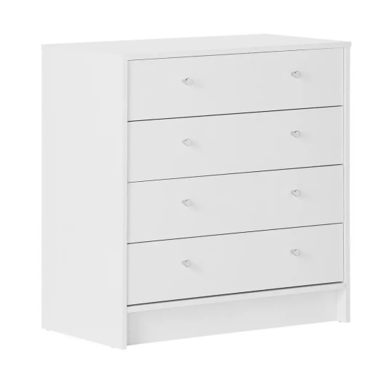 Malibu 4 Drawer Chest White | Bedroom Storage Furniture Unit