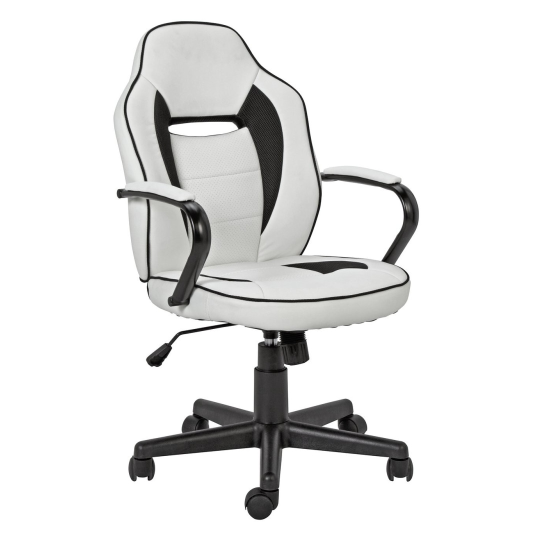 Faux Leather Mid Back Gaming Chair -White & Black | Workspace Coolness Quality Faux Leather Mid Back Gaming Chair -White & Black | Workspace Coolness Quality