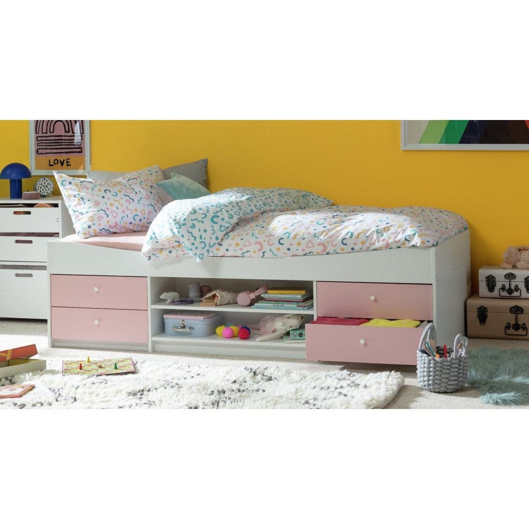 Home Malibu Storage Cabin Bed - Pink & White | Storage bed for girls Home Malibu Storage Cabin Bed - Pink & White | Storage bed for girls
