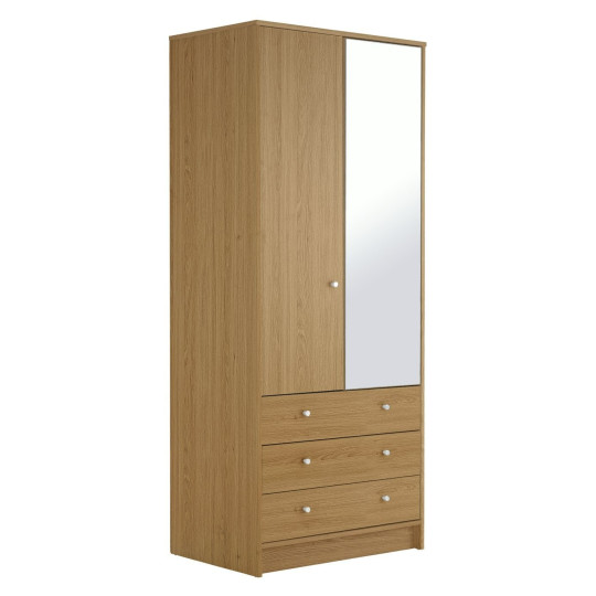 Home Malibu 2 Door 3 Drawer Wardrobe - Oak Effect | Warm Wood Aesthetic