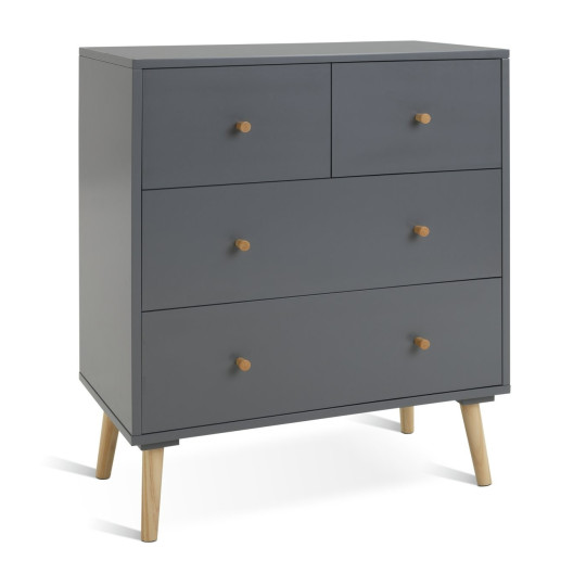  Otto 4 Drawer Chest - Grey | Bedroom Storage Organizer Dresser Cabinet