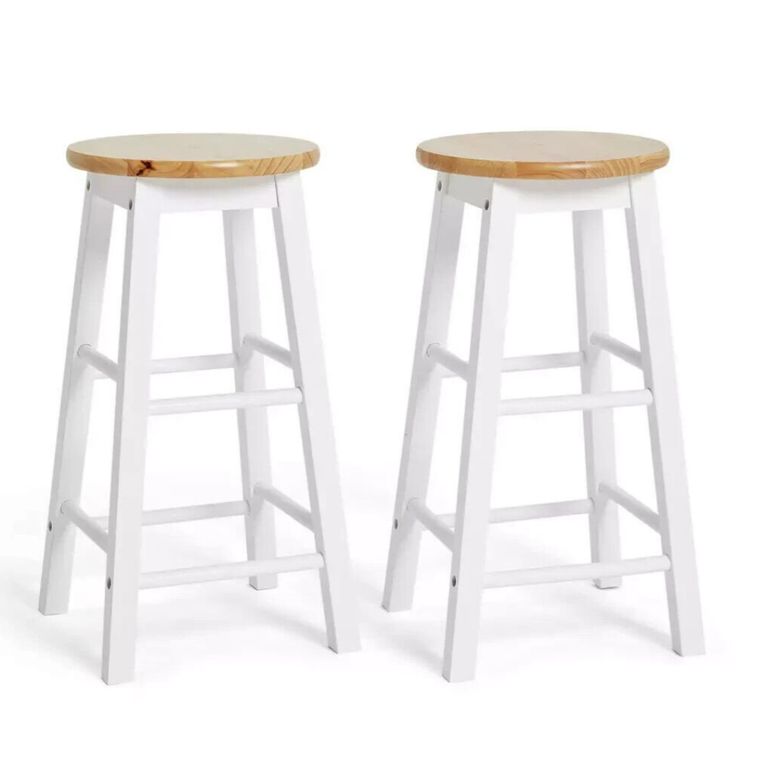 Pair of Wooden Bar Stools - Two Tone Pair of Wooden Bar Stools - Two Tone