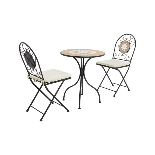 Genoa 2 Seater Metal Garden Bistro Set - Black | Outdoor Patio Table and Chairs
