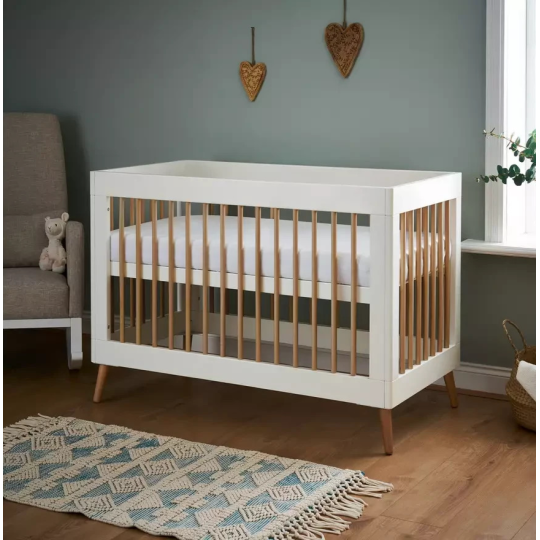 Obaby Maya Mini Cot Bed White | Baby Nursery Cot Bed Furniture