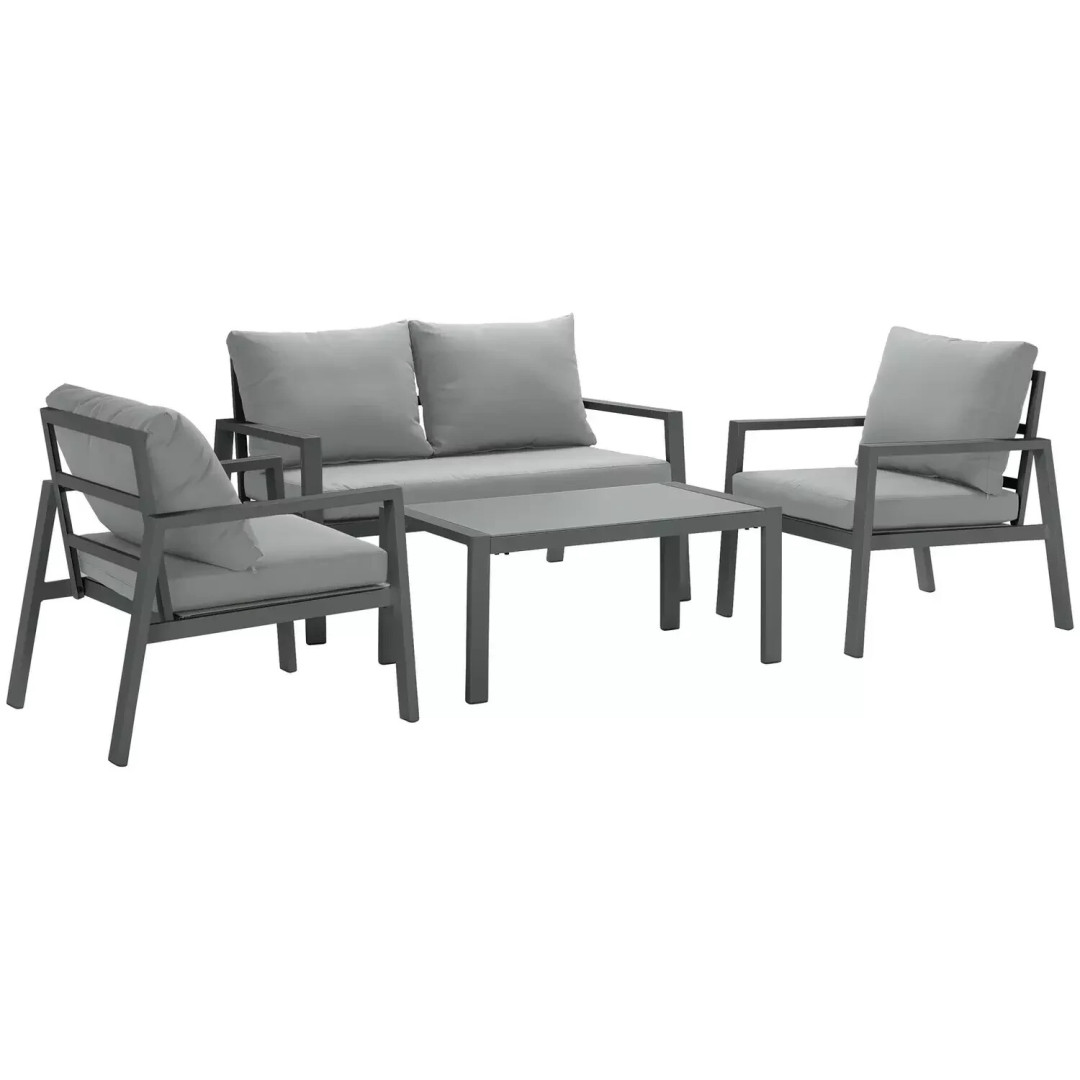 Sitges 4 Seater Aluminium Garden Sofa Set - Grey Sitges 4 Seater Aluminium Garden Sofa Set - Grey