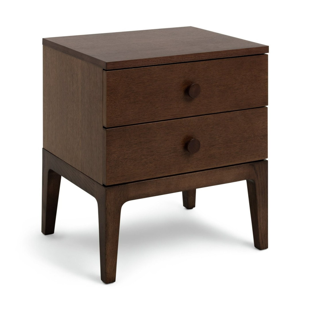 Loxley 2 Drawer Bedside Table - Walnut | Compact Bedroom Solution Loxley 2 Drawer Bedside Table - Walnut | Compact Bedroom Solution