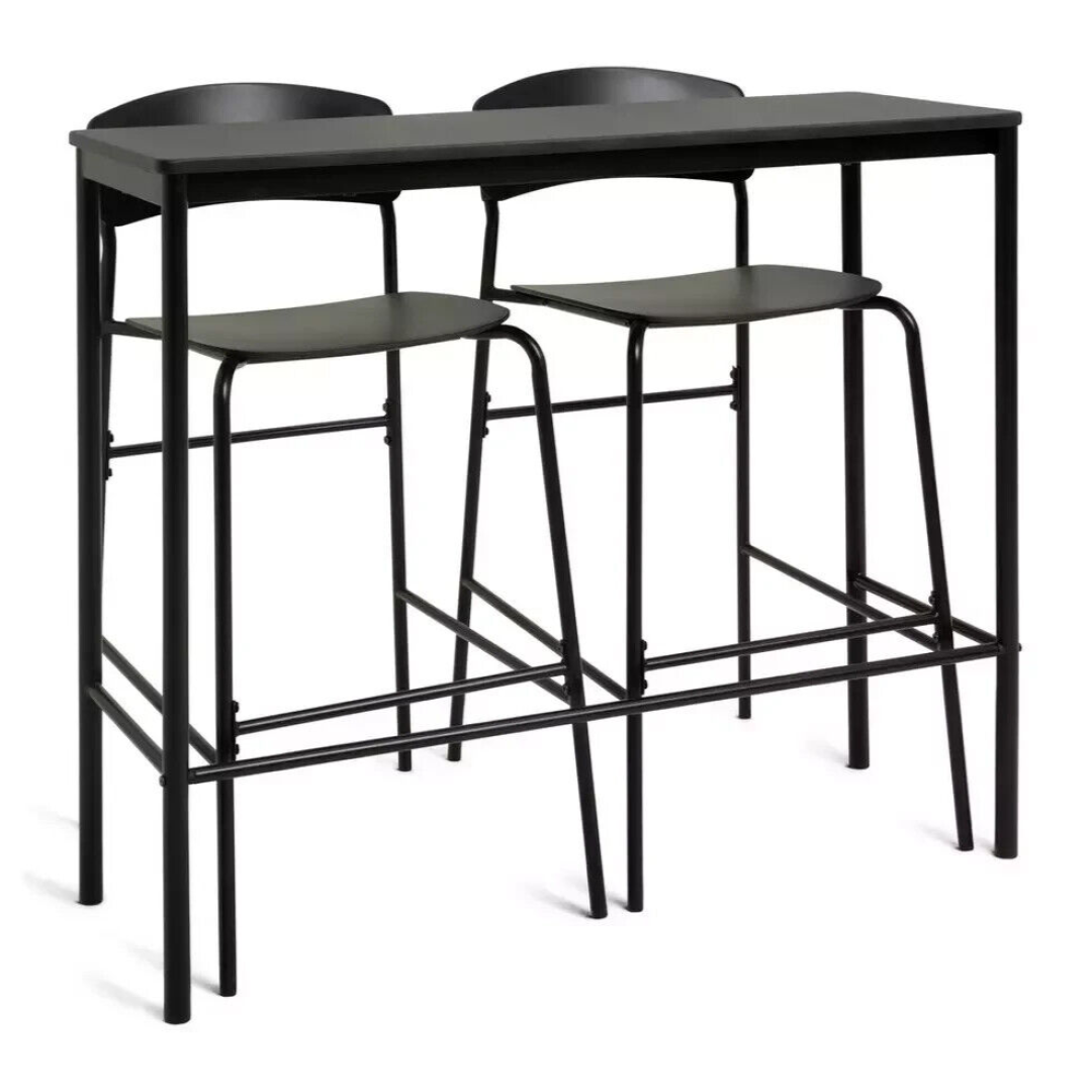 Stella Metal Bar Table & 2 Black Bar Stools | Modern Kitchen Breakfast Furniture Stella Metal Bar Table & 2 Black Bar Stools | Modern Kitchen Breakfast Furniture