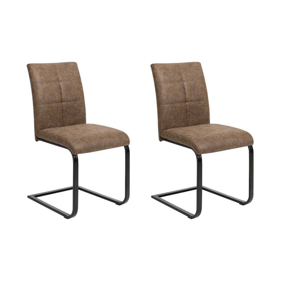 Bronson Pair of Faux Leather Dining Chairs- Brown Bronson Pair of Faux Leather Dining Chairs- Brown