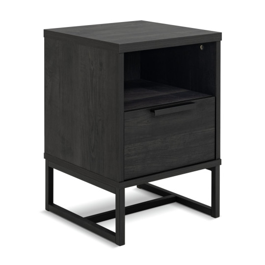Nomad 1 Drawer Bedside Table - Black | Modern Bedroom Nightstand Storage Cabinet