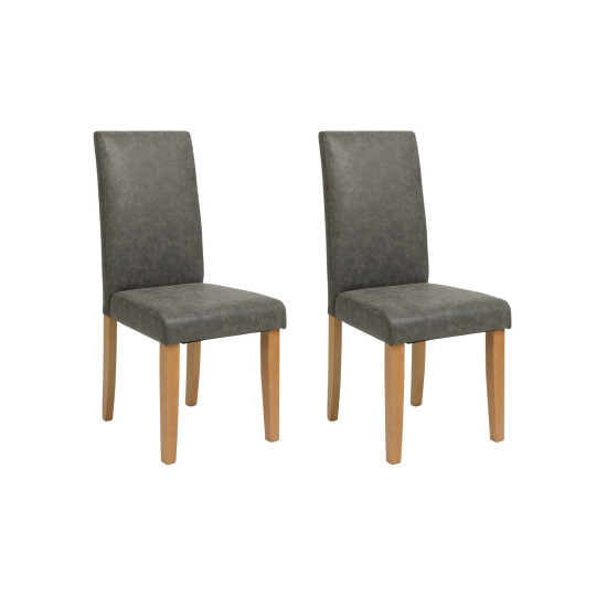 Home Pair of Faux Leather Dining Chair - Charcoal | Set of 2 modern chairs